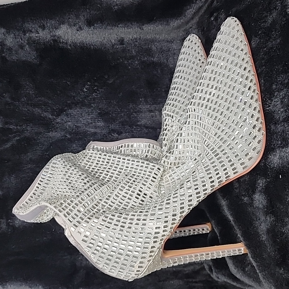 Azalea Wang White Embellished Stilleto Bootie 8.5/9 - Picture 4 of 11